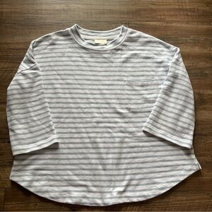 Poetry Gray and White Long Sleeve Tee Relaxed Fit